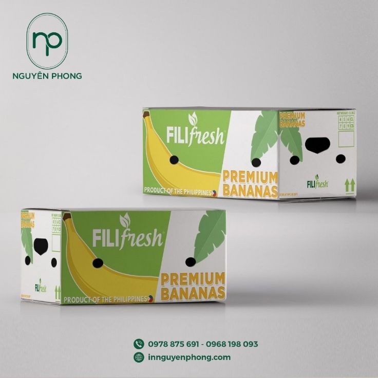 Mẫu thùng carton đựng chuối có lỗ thông hơi thoáng khí